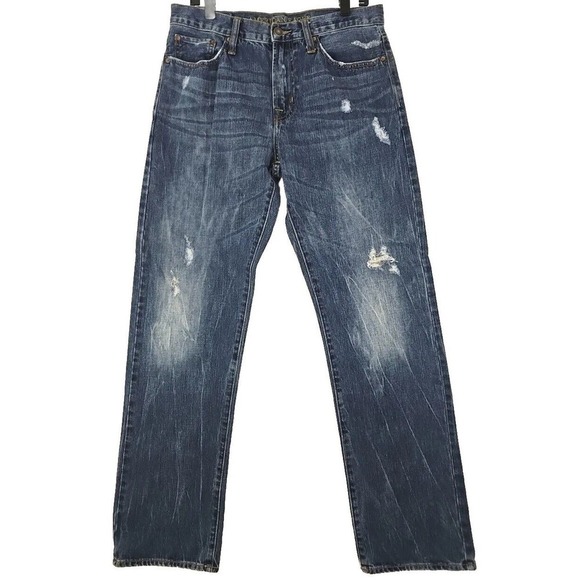 American Eagle ~Men's Size 32/34~ Blue Denim Relaxed Straight Jeans Distressed. - Picture 1 of 12